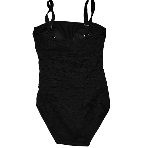New Scop Swimwear | Black One Piece, Lace With Sheer Mid Section | Size Medium - Picture 10 of 15
